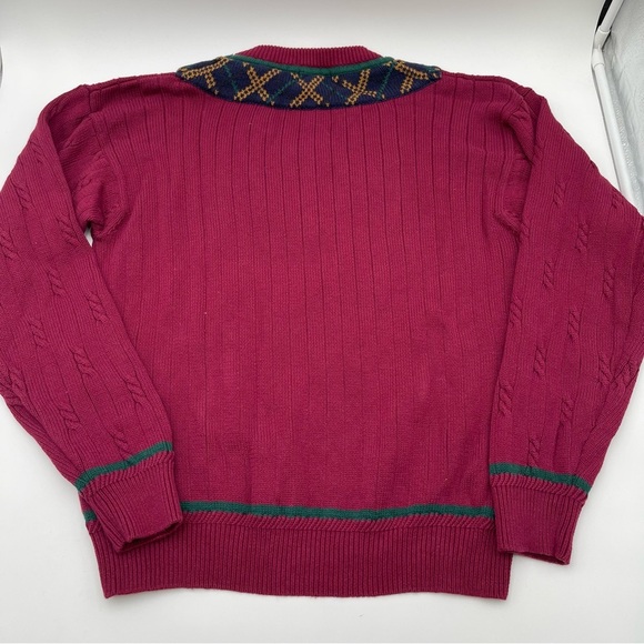 Vintage Gant Hand Framed Maroon Cable Knit V-Neck Sweater Size Medium Adult 90s - Picture 7 of 14